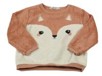 Starorůžovo-béžová chlpatá mikina s veverkou H&M