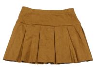 Hnedá semišová skladaná sukňa