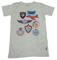 Světlešedé melírované tričko s potiskem Name it