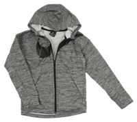 Šedá melírovaná sportovní propínací funkční mikina s logem a kapucí Nike