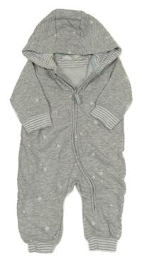 Sivá melírovaná tepláková kombinéza s hviezdami a kapucňou H&M