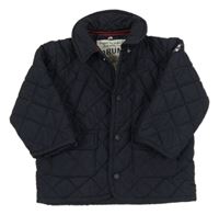 Tmavomodrá prošívaná šusťáková zateplená bunda