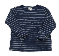 Tmavomodro-biele pruhované rebrované tričko H&M