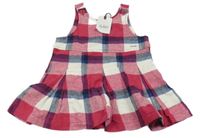 Nové - Fuchsiovo-bielo-tmavomodré kockované na traké šaty