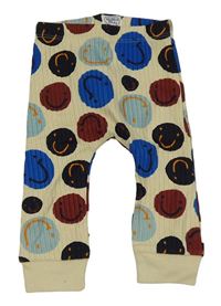 Béžové žebrované tepláky se smajlíky Studio