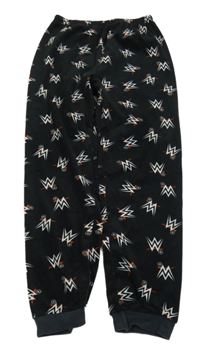 Čierne plyšové pyžamové nohavice s logy - wrestling