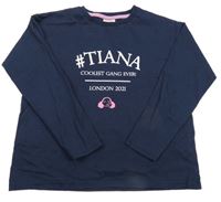 Tmavomodré tričko s nápisom a Tianou George