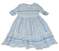 Bílo-světlemodré vzorované lehké šaty Yigga