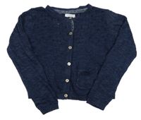 Tmavomodrý melírovaný ľahký prepínaci crop sveter s perforovaným vzorom Next