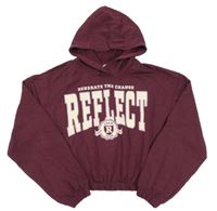 Vínová crop mikina s nápisom a kapucňou H&M
