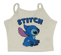 Smotanový crop top so Stitchem