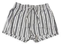 Bielo-čierne pruhované kraťasy s opaskom H&M