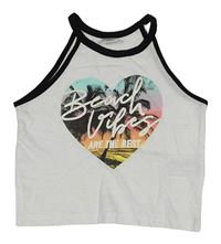 Biely crop top s palmami a nápisom Page One Young