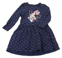 Tmavomodré puntíkaté teplákové šaty s Minnie Disney