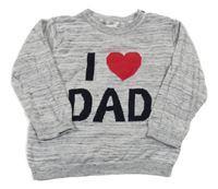 Sivý melírovaný sveter s nápisom so srdcem H&M