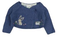 Modrý pletený zavinovací sveter s králikom Next