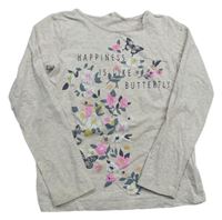 Béžové melírované tričko s motýlikmi H&M