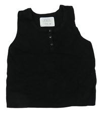 Čierny rebrovaný pletený crop top Zara