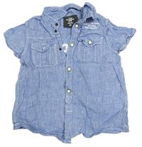 Svetlomodrá ľanová košeľa s nápisom H&M