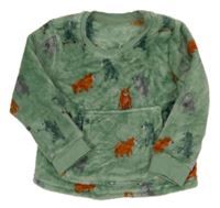 Zelená plyšová mikina s medveďmi zn. Nutmeg