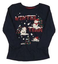 Tmavomodré triko se sněhuláky Pep&Co