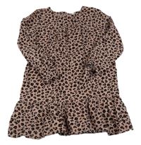Světlerůžovo-černé manšestrové leopardí šaty H&M
