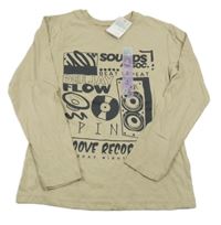 Nové - béžové triko s potiskem Primark