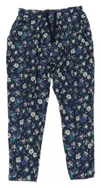 Tmavomodré květované lehké teplákové kalhoty Next