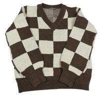 Hnedo-smotanový kockovaný sveter Pep&Co