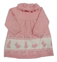 Ružovo-biele pletené šaty s králikmi Nutmeg