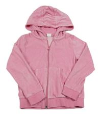 Ružová zamatová prepínaci mikina s kapucňou Next