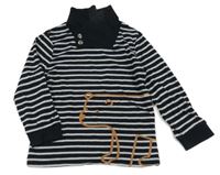 Černo-šedé pruhované triko s medvědem Topolino