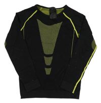 Čierno-zelené vzorované thermo tričko Crivit