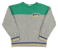 Sivo-zelená mikina s nášivkou H&M