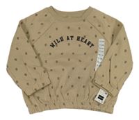 Nové - béžová vzorovaná oversize mikina s nápisem dunnes