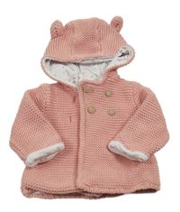 Růžový podšitý propínací svetr s kapucí C&A