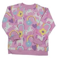 Ružová mikina s farebnymi jednorožci F&F