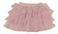 Svetloružová tylová vrstvená sukňa