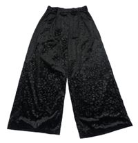 Čierne zamatové vzorované teplákové nohavice s opaskom Zara