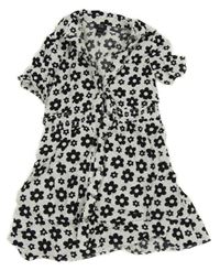 Bielo-čierne kvetované ľahké šaty River Island