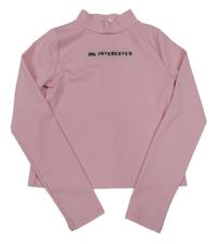 Svetloružové rebrované crop tričko s nápisom Matalan