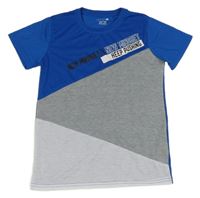 Modro-sivo-biele tričko s nápisom