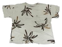 Smotanové tričko s palmami Zara