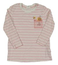 Bílo-růžové pruhované triko s vosou Pocopiano