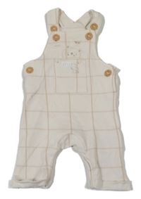 Smetanové kostkované laclové lehké tepláky s medvědy Mothercare