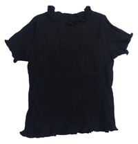 Čierne rebrované tričko Shein