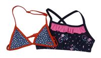 2set - 2x plavková lambáda - modro-červená puntíkatá + Tmavomodrá s mořskými pannami
