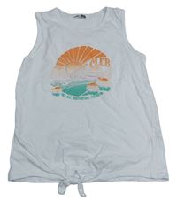 Biely top so sluncem a nápismi a uzlíkem Pep&Co