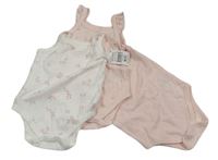 3set - 3x body - bílé květované + růžové s mašlemi + růžové Matalan