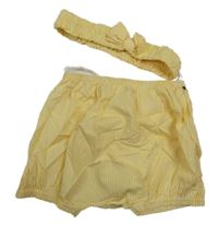 Nové - 2set - Žlto-biele pruhované kraťasy + čelenka s mašlou